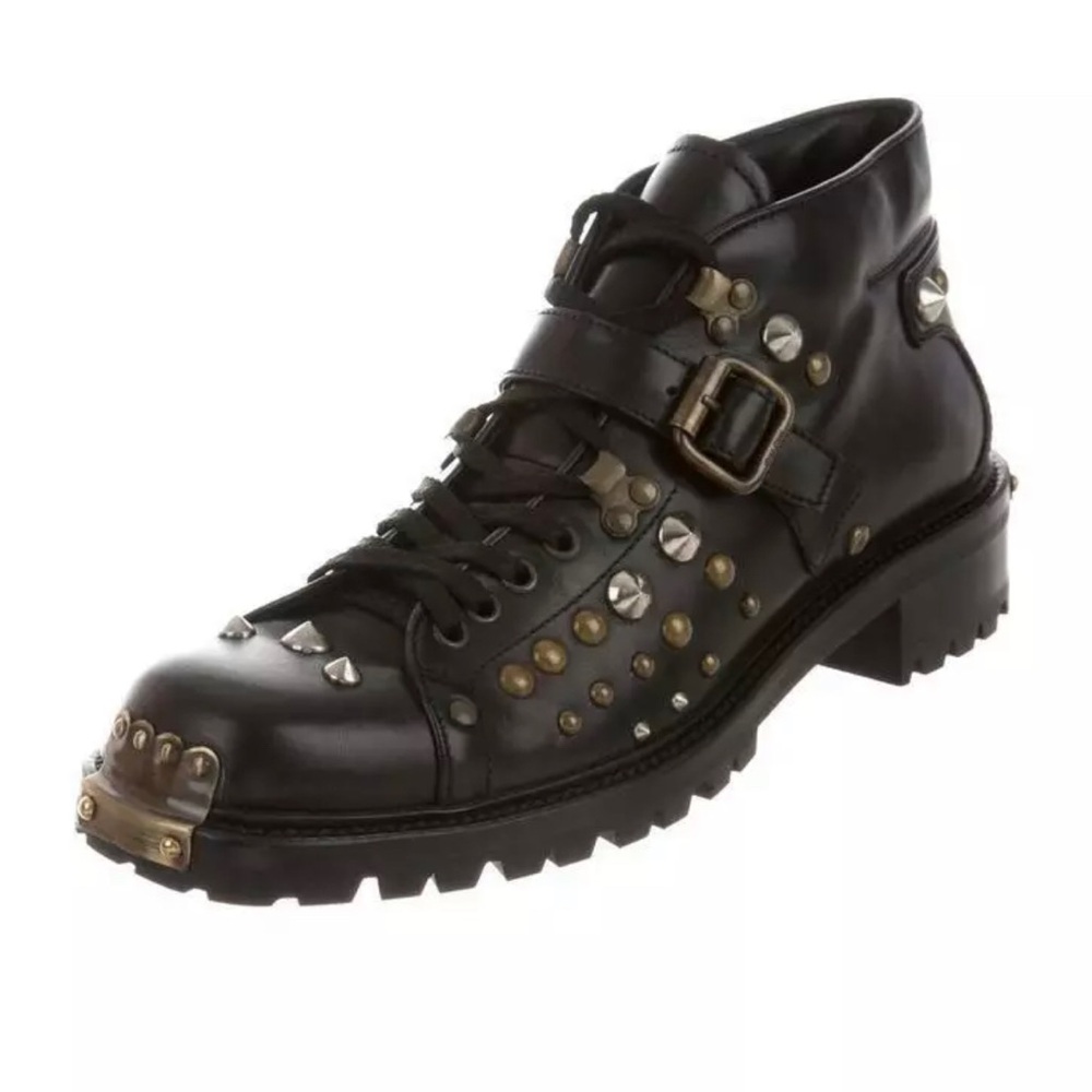 Miu Miu Black Ankle Boots with Metallic Studs